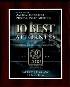 Book cover with the title 10 best attorneys. Author, Patrick J. Toscano.